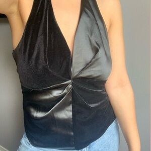 Y2K Satin and Velvet Vintage Halter Top